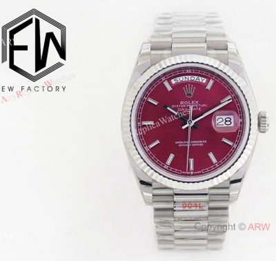 Rolex Day-Date Wine Red Dial President ETA2836 36mm Copy Watch